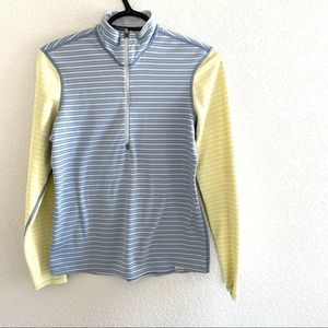 Patagonia Women's 1/2 Zip Striped Baselayer Top Size Small Outdoors Yellow Gray